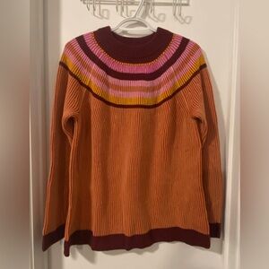 Lands End colorful drifter sweater cotton crew neck size M EUC